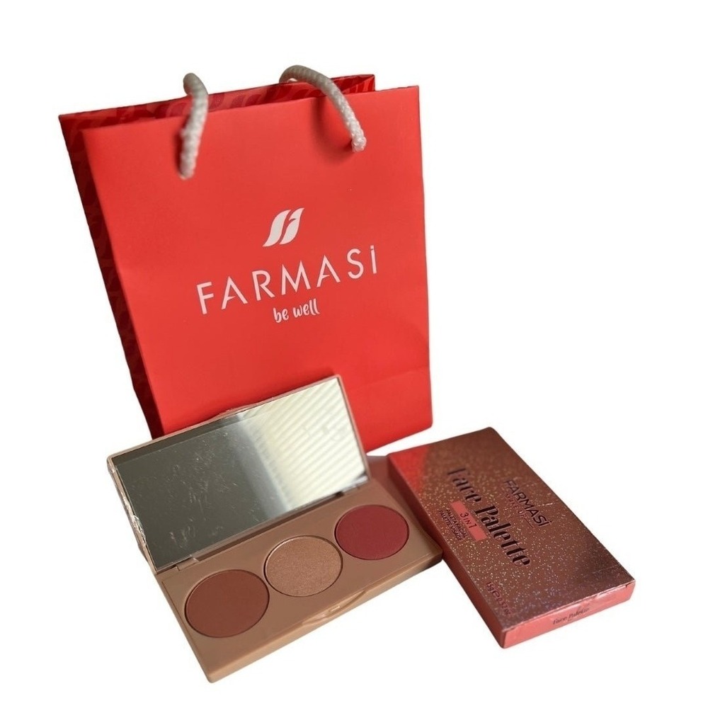 Farmasi 3 In 1 Face Palette Blush, Highlighter, Bronzer, Contour Trio NIB
